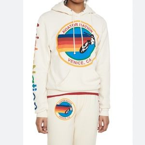 Aviator nation hoodie and sweatpant set in vintage white